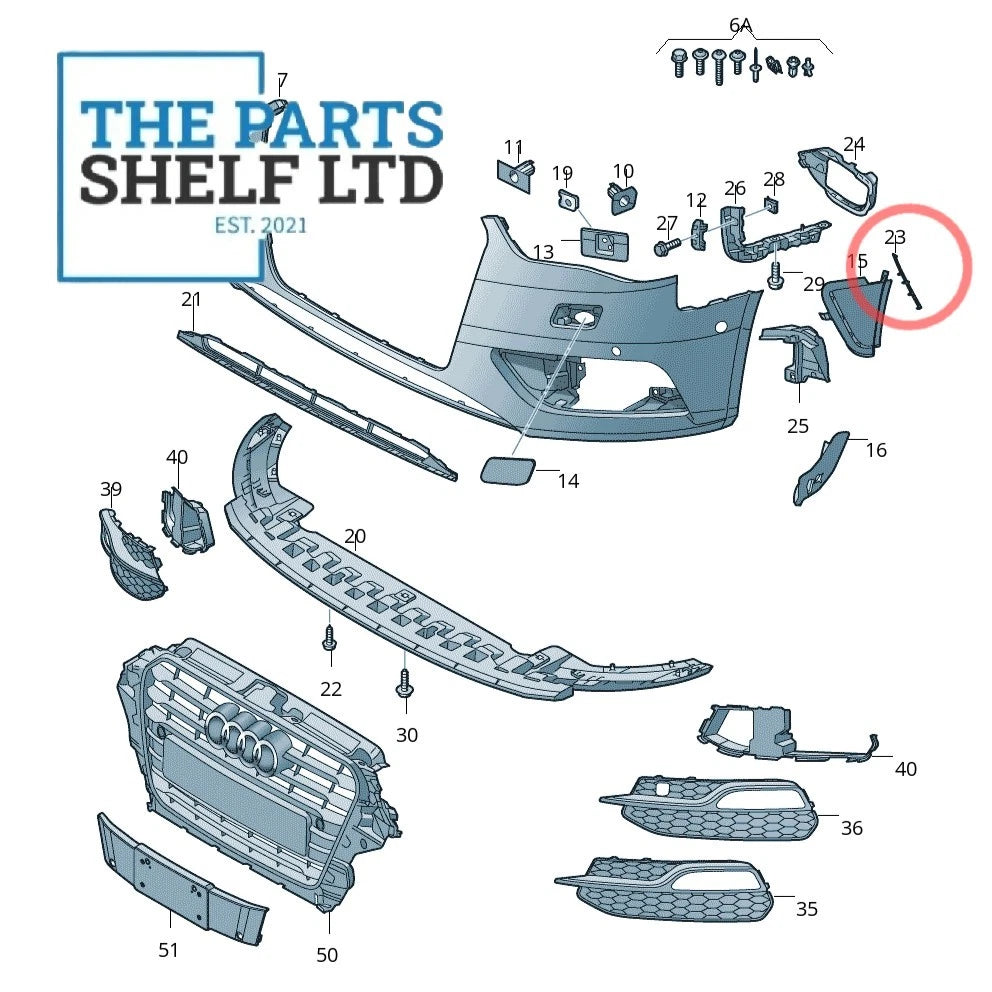 GENUINE AUDI A3 2016 FRONT BUMPER VENT GRILL LEFT N/S