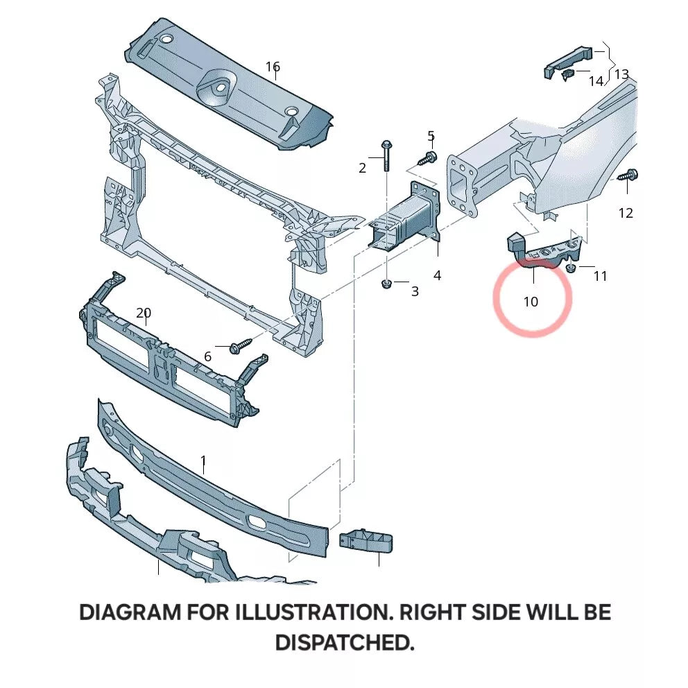 GENUINE AUDI A4 B9 FRONT BUMPER HOLDING BRACKET RIGHT SIDE O/S 8W0807284