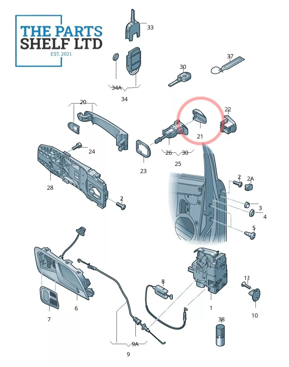 GENUINE VOLKSWAGEN SEAT SKODA FRONT DOOR HANDLE CAP COVER PRIMED RIGHT RHD 1K8837880GRU