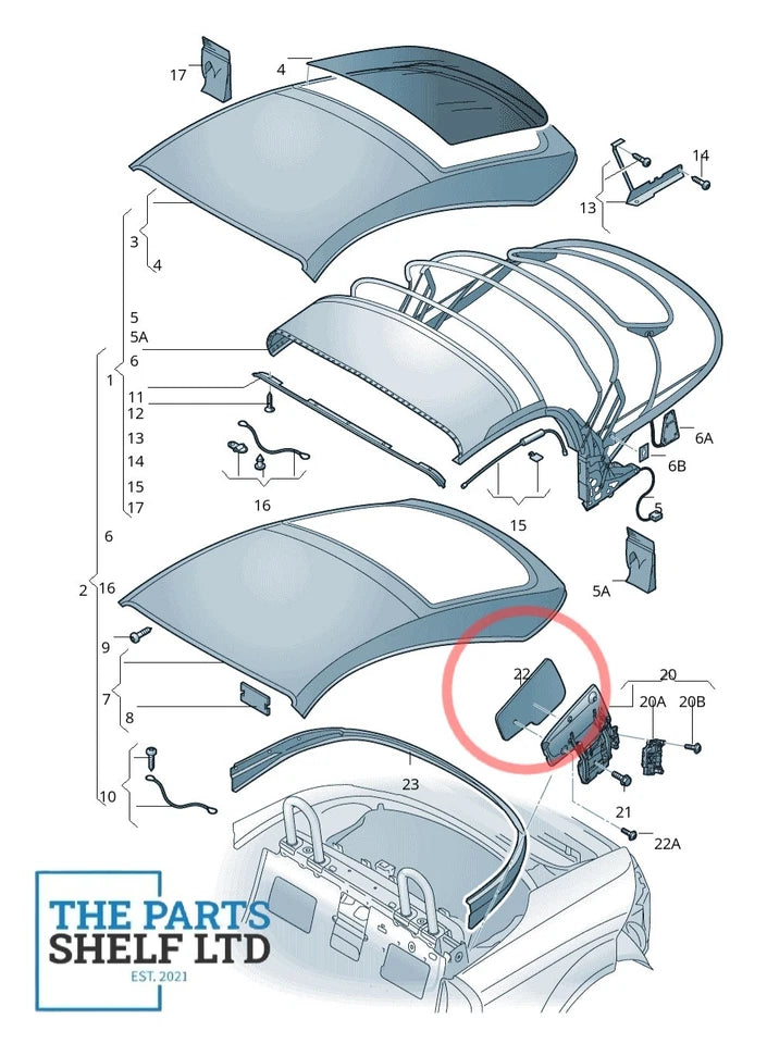 AUDI TT MK2 ROADSTER REAR SOFT ROOF TOP TRIM LEFT N/S PASSENGER SIDE