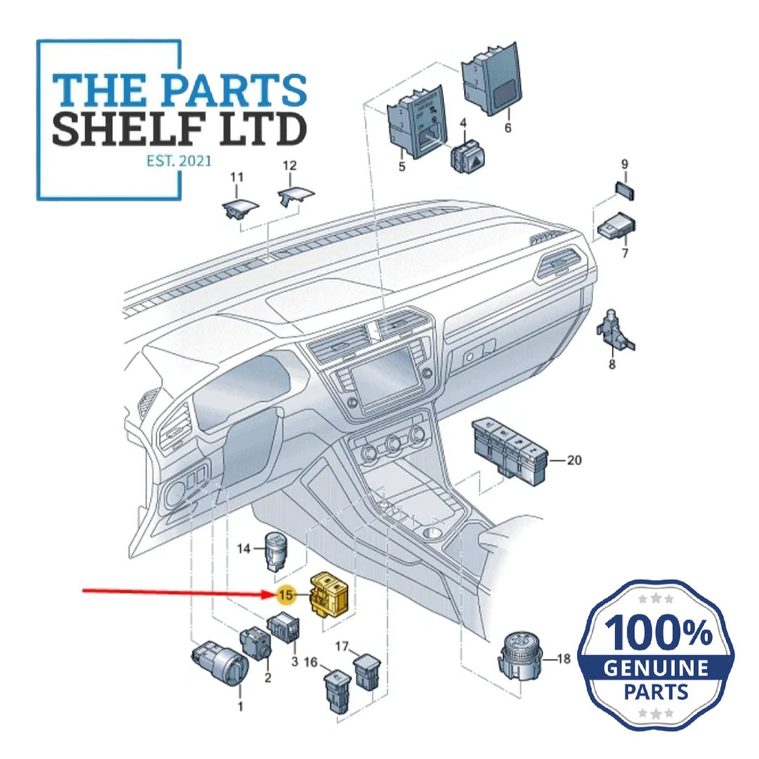 NEW GENUINE VW TIGUAN MK1 Parking Brake Switch RHD