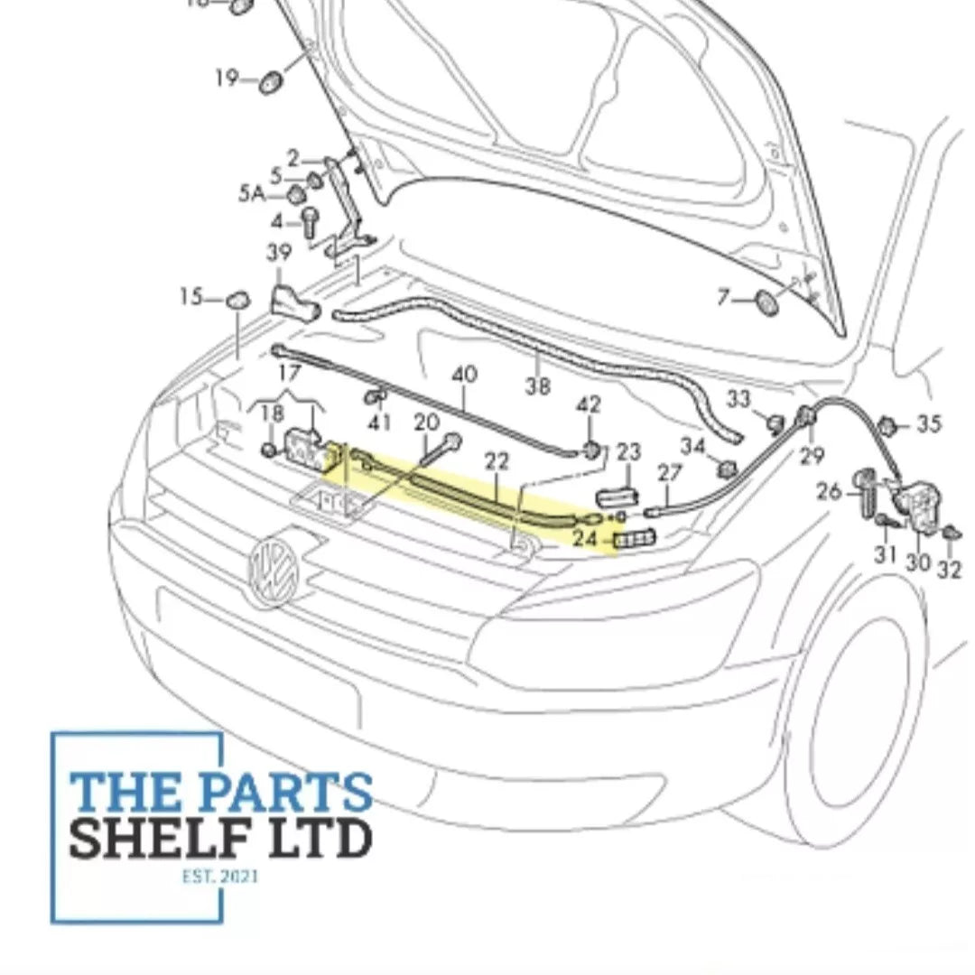 GENUINE VW POLO 2009-2016 FRONT RHD BONNET RELEASE LID LOCK CABLE 6R2823531C