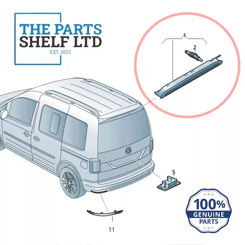 GENUINE VOLKSWAGEN VW CADDY 2015+ HIGH LEVEL BRAKE LIGHT - TAILGATE 2K5945087J