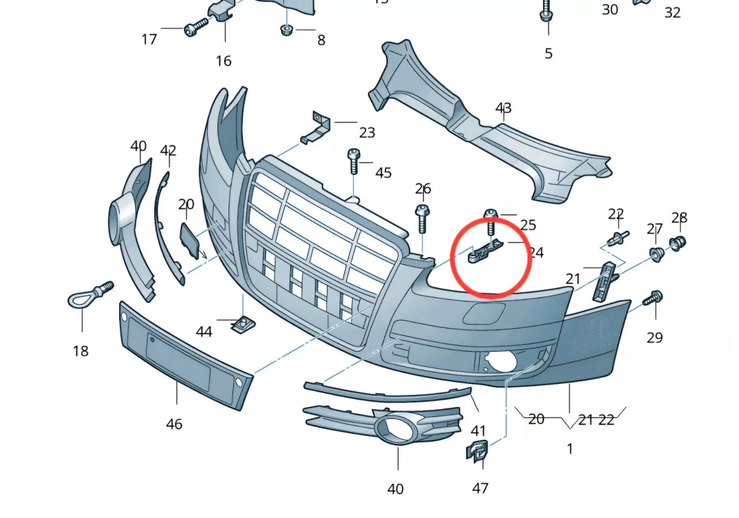GENUINE AUDI A6 C6 05-11 FRONT BUMPER GRILLE MOUNTING BRACKETS LEFT RIGHT SET