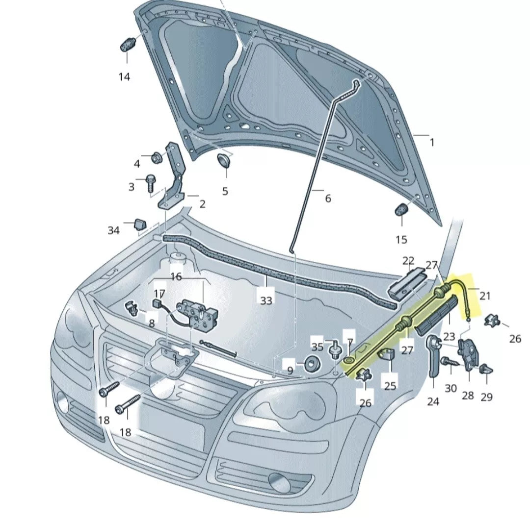 GENUINE VW POLO 2009-2016 REAR BONNET RELEASE LID LOCK CABLE 6R0823535