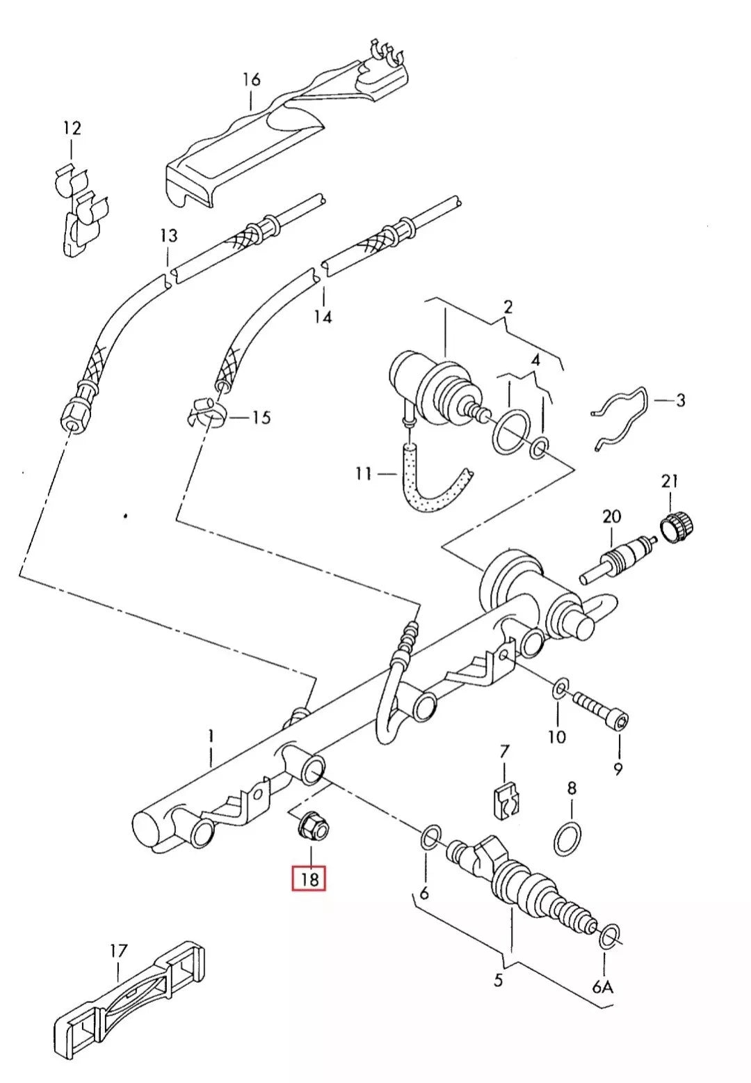 GENUINE AUDI VOLKSWAGEN PETROL ENGINE FUEL INJECTOR INSERT
