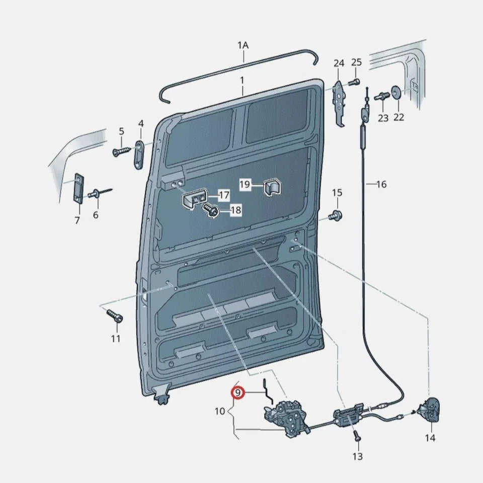 VW Transporter T5 T6 + Caddy - Side loading door retainer lock button rod clip 7H0843663